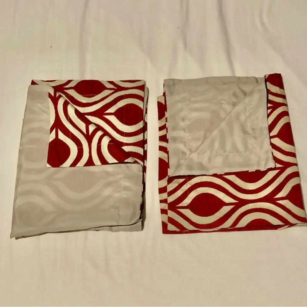 Essential Home Moroccan Design Pillow Shams Tile Geometric Red Cream 29 x  24 in